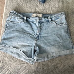 Hollister Light Wash Denim Roll-Cuff Shorts